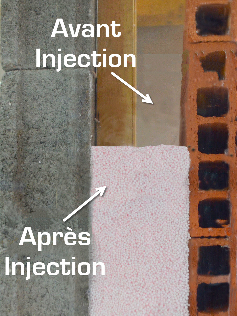 image avant et après l'injection d'isolant